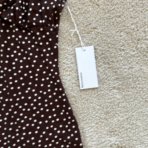 Reformation NWT Nevada Brown Dot Mini Dress size small - Picture 4 of 9